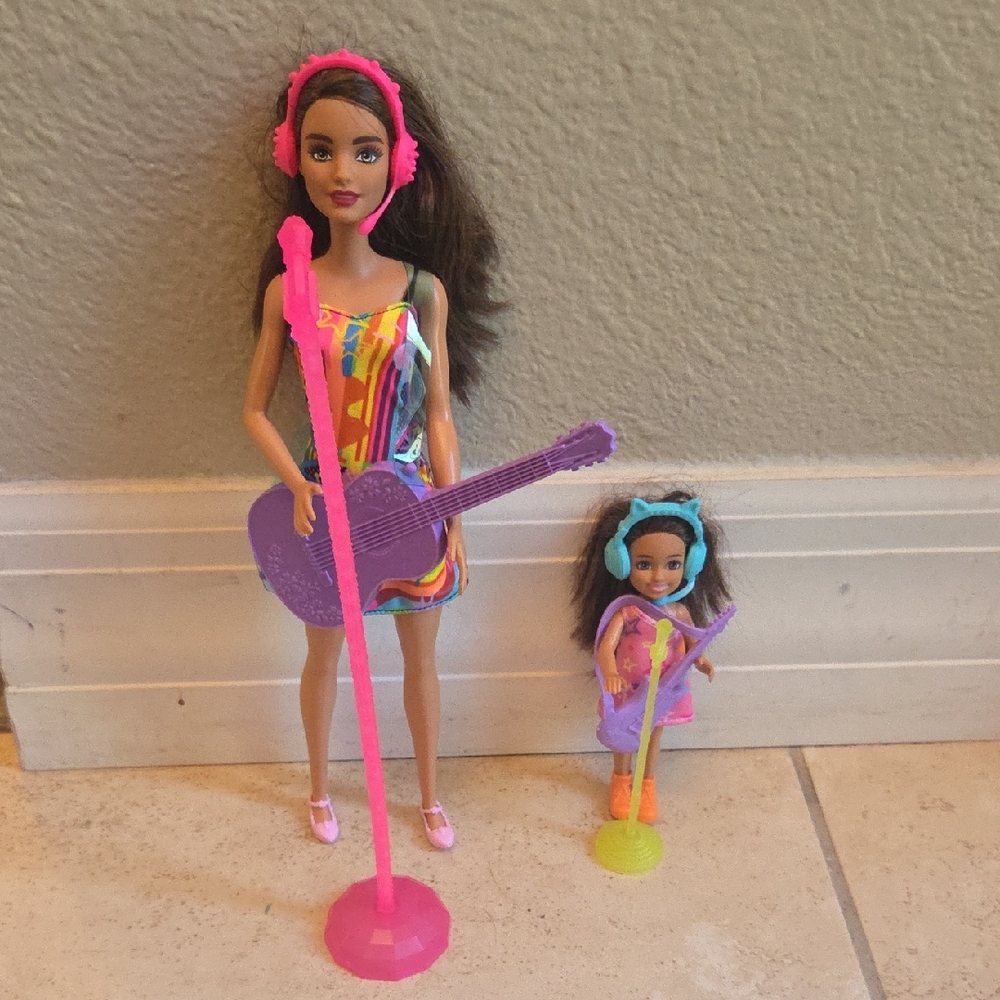 Colorful Doll Set with Guitar and Accessories